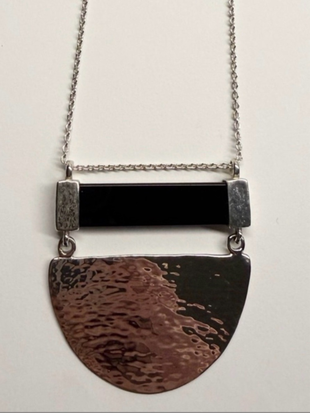 Silpada Sterling Silver Black Agate Pendant Necklace 30” Statement - Picture 3 of 6